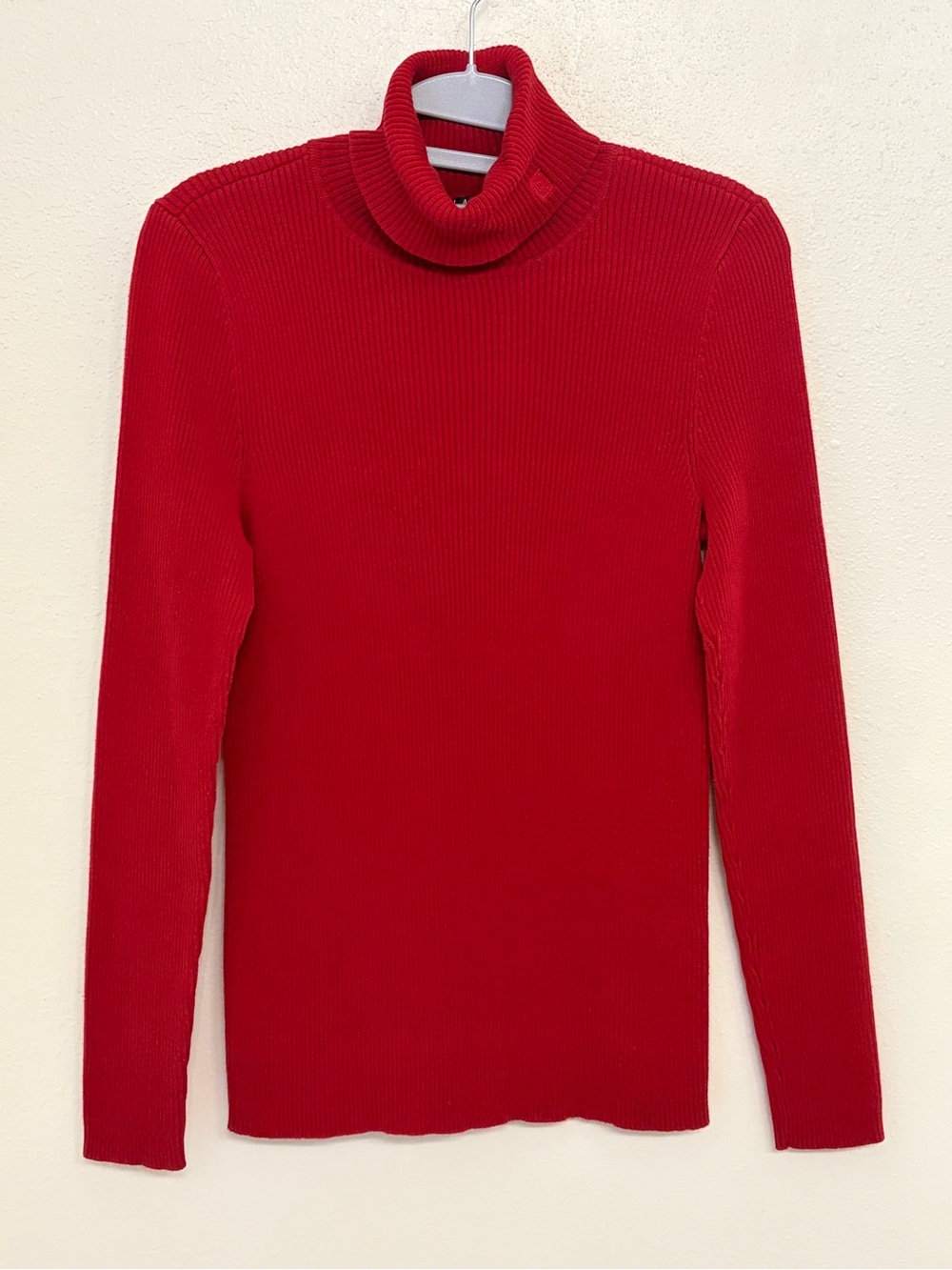 Lauren Ralph Lauren Vintage Red Ribbed Turtleneck Sweater Medium 100% Cotton